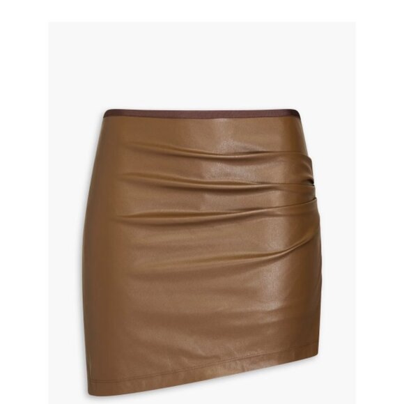HELMUT LANG RUCHED FAUX LEATHER MINI SKIRT - Picture 4 of 5